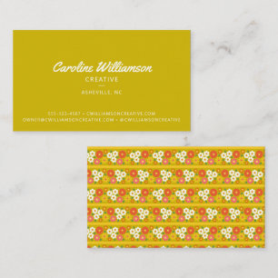 Groovy Retro Boho Chartreuse Groene Bloem Visitekaartje