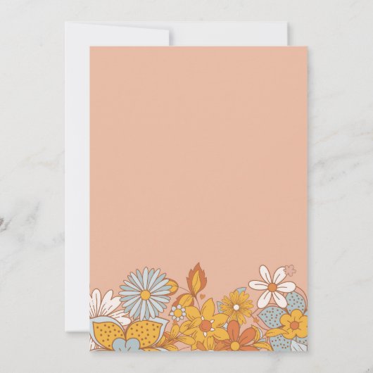 Groovy Retro Boho Daisy Baby shower Kaart (Achterkant)