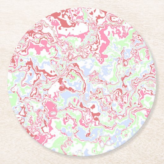 Groovy Retro Boho Eclectische Funky Kleurrijk Marm Ronde Kartonnen Onderzetter (Voorkant)