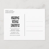 Groovy Retro Boho Foto Bruiloft Save the Date Aankondigingskaart (Achterkant)