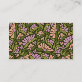 Groovy Retro Boho Paars Green Botanical Trendy Visitekaartje (Achterkant)