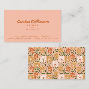 Groovy Retro Boho Verbrand Oranje Botanische Trend Visitekaartje