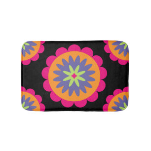 Groovy Retro Botanische Patroon Kunstwerk Badmat