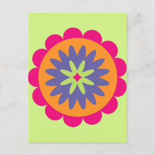 Groovy Retro Botanische Patroon Kunstwerk Briefkaart