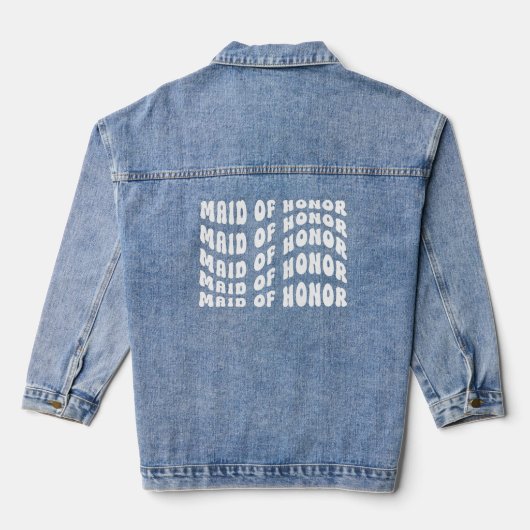 Groovy Retro Bruidsmeisje Team Bruid Denim Jacket (Achterkant)
