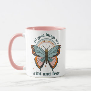 Groovy Retro Butterfly Rainbow Mok