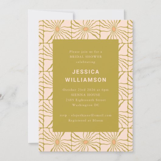 Groovy Retro Chartreuse Botanisch Vrijgezellenfees Kaart (Voorkant)