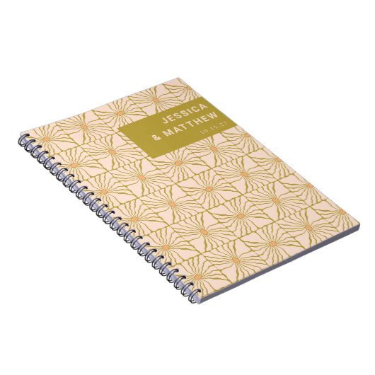 Groovy Retro Chartreuse Botanische Aangepaste Brui Notitieboek (Rechterzijde)