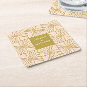 Groovy Retro Chartreuse Botanische Aangepaste Brui Vierkante Kartonnen Onderzetter (Schuin)