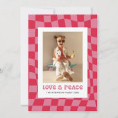 Groovy Retro Checkerboard Valentine's Day Photo Feestdagenkaart (Voorkant)