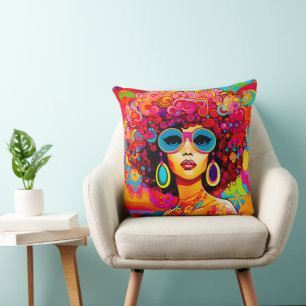 Groovy Retro Chic Floral Pop Art Kussen