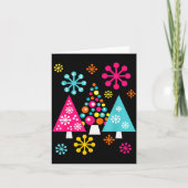 Groovy Retro Christmas Trees And Snowflakes Kaart (Voorkant)