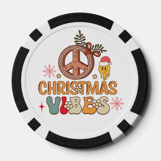 Groovy Retro Christmas Vibes Vredesbord Poker Chips (Achterkant)