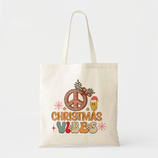Groovy Retro Christmas Vibes Vredesbord Tote Bag (Voorkant)