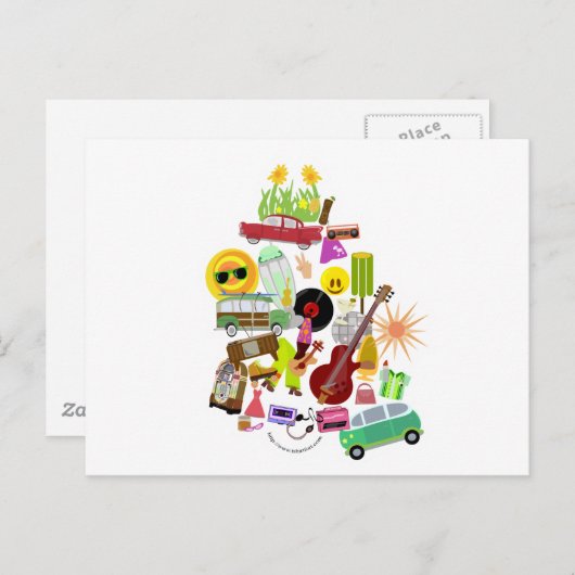 Groovy Retro Collage Briefkaart (Voorkant / Achterkant)