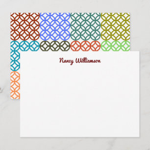 Groovy Retro Colorful Floral Custom Add Name Notitiekaartje