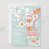 Groovy Retro Daisy 1st Birthday Invitation (Devant)