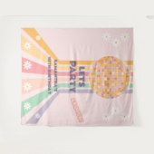 Groovy Retro Daisy Disco Verjaardag Achtergronden Wandkleed (Voorkant (horizontaal))