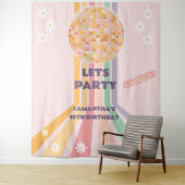 Groovy Retro Daisy Disco Verjaardag Achtergronden Wandkleed (In situ)