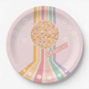 Groovy Retro Daisy Disco Verjaardag Papieren Bordje