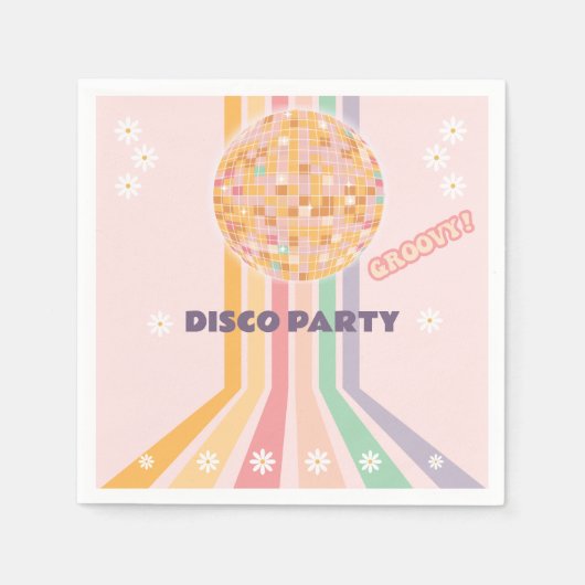 Groovy Retro Daisy Disco Verjaardag Servet (Voorkant)