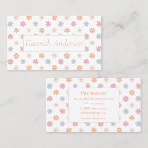 Groovy Retro Daisy Flowers Boho Floral Visitekaartje