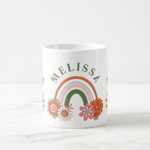 Groovy Retro Daisy Flowers Patroon Boho Floral Koffiemok