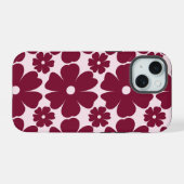 Groovy Retro Daisy Pattern Deep Berry Pink (Verso Horizontal)