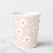 Groovy Retro Daisy Pink Papieren Bekers (Voorkant)