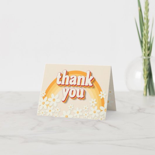 Groovy Retro Daisy Rainbow Bedankt Card | Boho 7 (Voorkant)