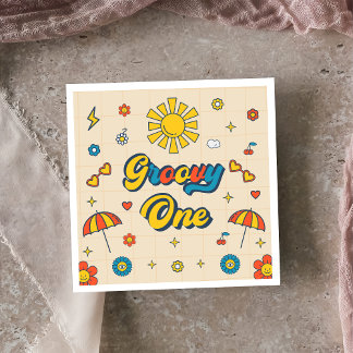 Groovy Retro Daisy Verjaardagsfeestje Servet