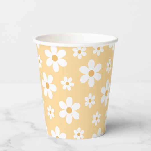 Groovy Retro Daisy yellow Papieren Bekers (Achterkant)