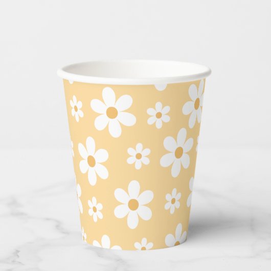 Groovy Retro Daisy yellow Papieren Bekers (Voorkant)
