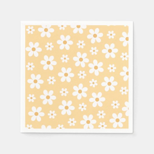 Groovy Retro Daisy yellow Servet (Voorkant)