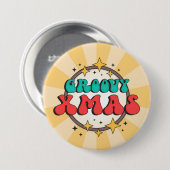 Groovy retro design Kerstmis Ronde Button 7,6 Cm (Voorkant /achterkant)