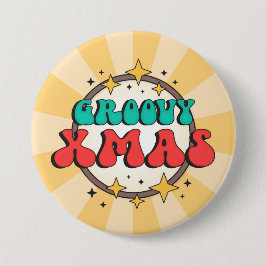 Groovy retro design Kerstmis Ronde Button 7,6 Cm
