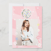 Groovy retro disco bal 70's floral Sweet 16 Kaart (Achterkant)