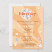 Groovy retro disco floral bachelorette weekend kaart (Achterkant)