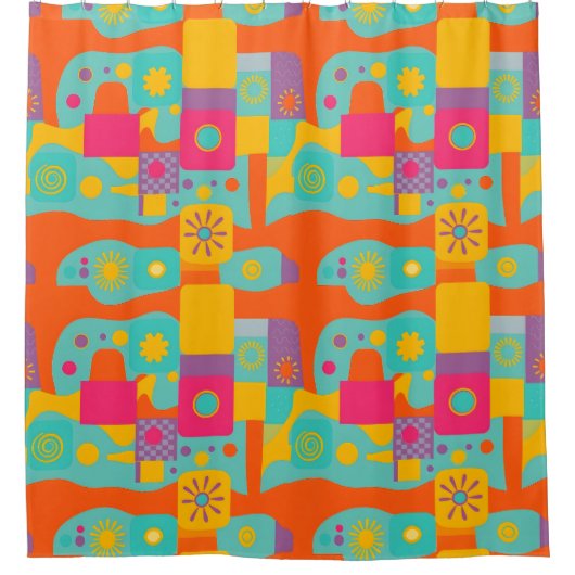 Groovy Retro Douchegordijn (Voorkant)