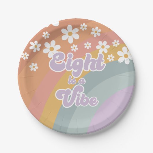 Groovy Retro Eight is een Vibe Rainbow Paper Bord (Voorkant)