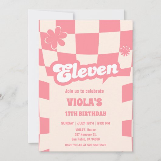 Groovy Retro Elfroze 11e verjaardag Kaart (Voorkant)