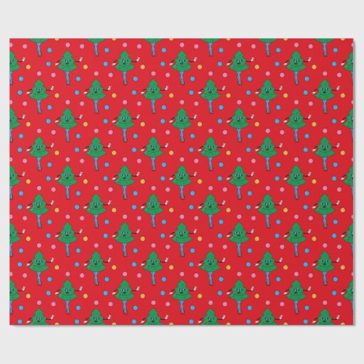 Groovy Retro Feestelijke Girly Kerstbomen Cadeaupapier (Vlak)