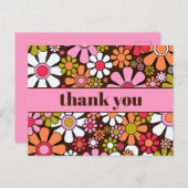 Groovy Retro Floral 60s 70s Flowers Hartelijk dank Briefkaart (Voorkant / Achterkant)