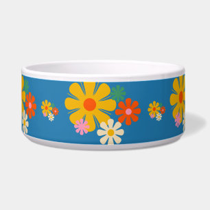 Groovy Retro Floral Colorful Pattern Voerbakje