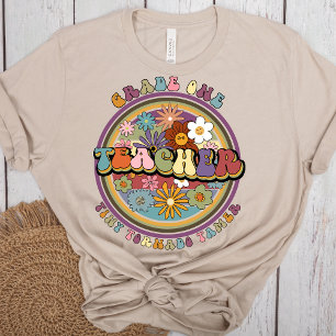 Groovy Retro Floral Daisy Grade One Docent Naam T-shirt