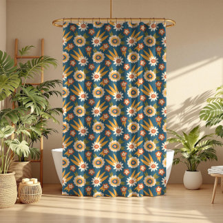 Groovy Retro Floral  Douchegordijn