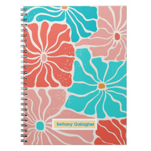 Groovy Retro Floral gepersonaliseerde spiraal Notitieboek