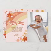 Groovy Retro Floral - Hartelijk dank Bedankkaart (Voorkant / Achterkant)