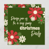 Groovy Retro Floral kerstfeest Kaart (Voorkant / Achterkant)