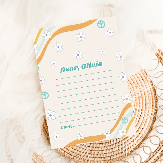 Groovy Retro Floral Time Capsule Note Bericht Kaar Kaart